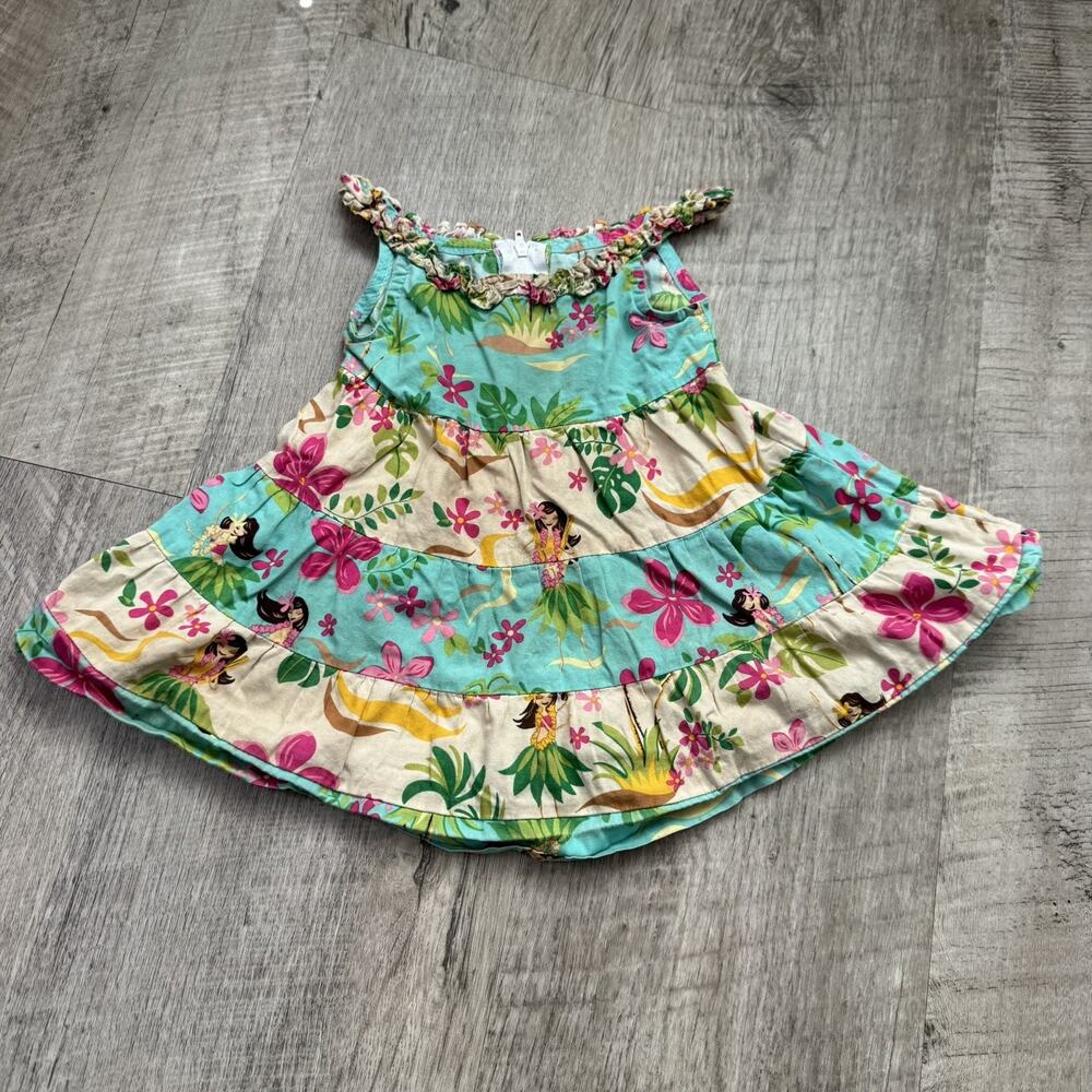 Vintage RJC Baby Girl Smocked Tropical Floral Hawaiian Dress Size 0-6 months
